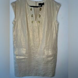 J CREW Gold SHIMMER GOLD SHIFT DRESS Size: 14